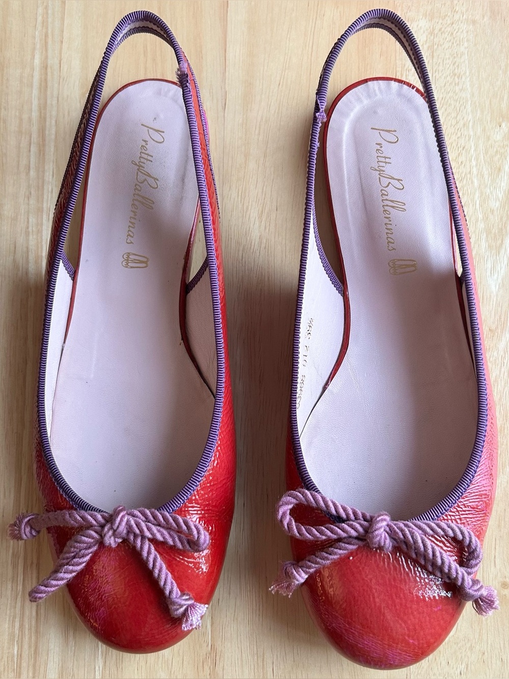 Pretty Ballerinas Pink Irina Leather Slingback Ballet Flats with Signature Bow